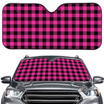 Hot Pink And Black Buffalo Check Print Car Windshield Sun Shade