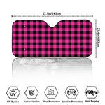 Hot Pink And Black Buffalo Check Print Car Windshield Sun Shade