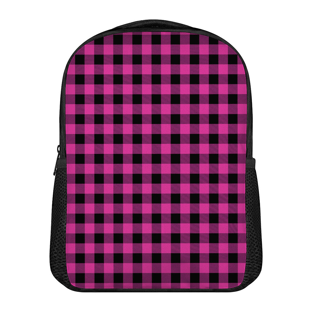 Hot Pink And Black Buffalo Check Print Casual Backpack