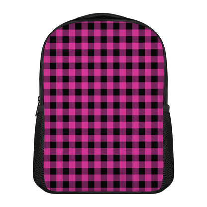 Hot Pink And Black Buffalo Check Print Casual Backpack
