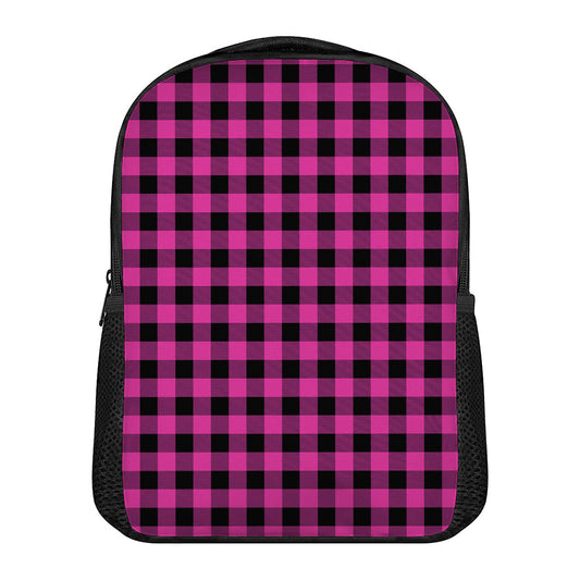 Hot Pink And Black Buffalo Check Print Casual Backpack