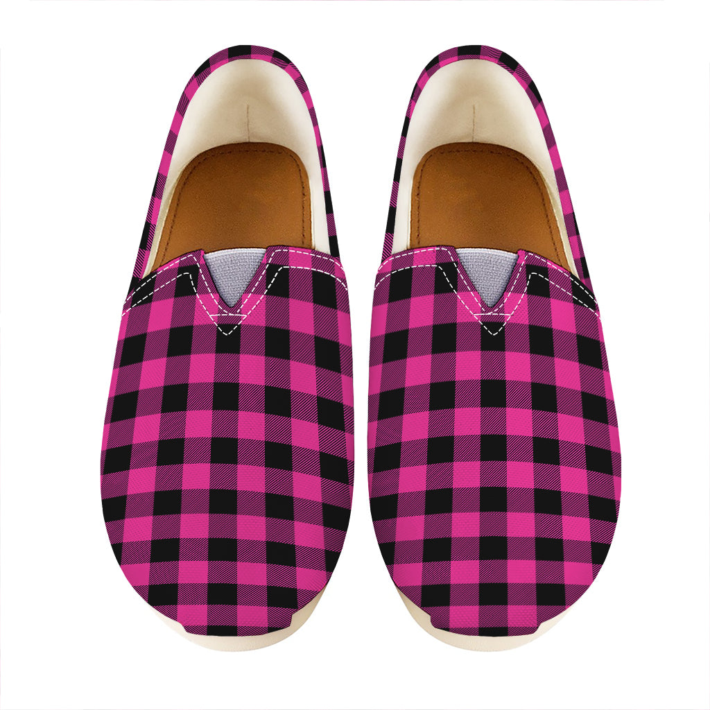 Hot Pink And Black Buffalo Check Print Casual Shoes