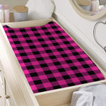 Hot Pink And Black Buffalo Check Print Changing Pad Cover