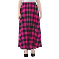 Hot Pink And Black Buffalo Check Print Chiffon Maxi Skirt