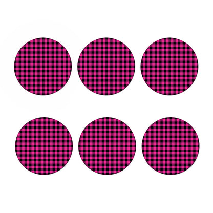 Hot Pink And Black Buffalo Check Print Coaster Set