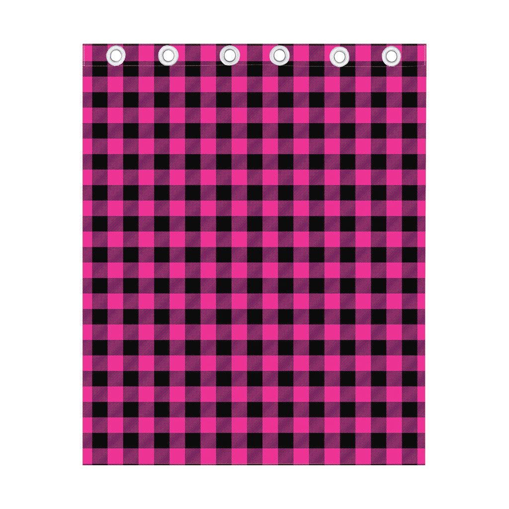 Hot Pink And Black Buffalo Check Print Curtain