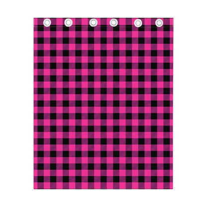 Hot Pink And Black Buffalo Check Print Curtain