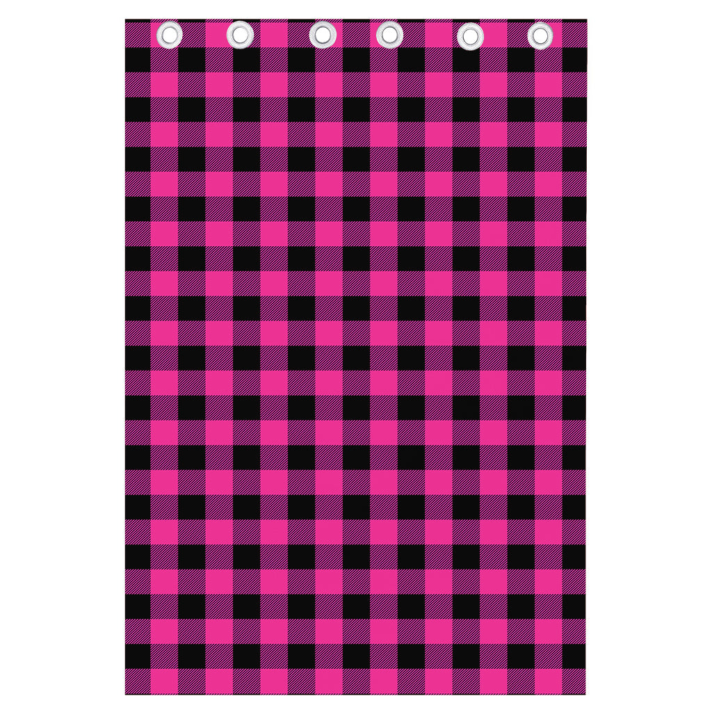 Hot Pink And Black Buffalo Check Print Curtain