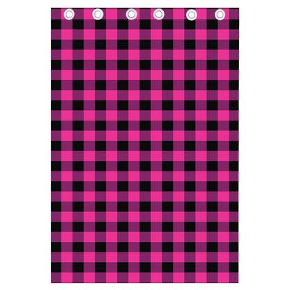Hot Pink And Black Buffalo Check Print Curtain