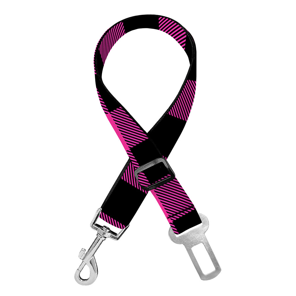 Hot Pink And Black Buffalo Check Print Dog Seat Belt