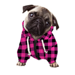 Hot Pink And Black Buffalo Check Print Dog Zip Up Hoodie