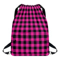 Hot Pink And Black Buffalo Check Print Drawstring Backpack