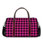 Hot Pink And Black Buffalo Check Print Duffle Bag