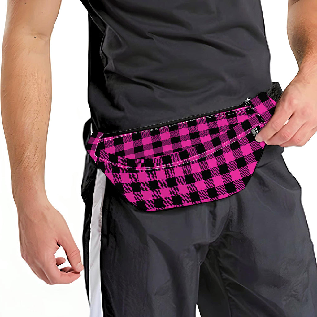 Hot Pink And Black Buffalo Check Print Fanny Pack