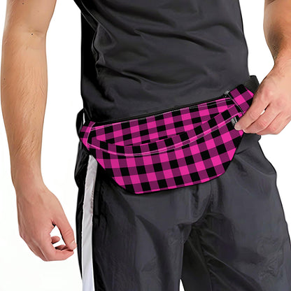 Hot Pink And Black Buffalo Check Print Fanny Pack