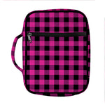 Hot Pink And Black Buffalo Check Print Front Pocket Bible Bag