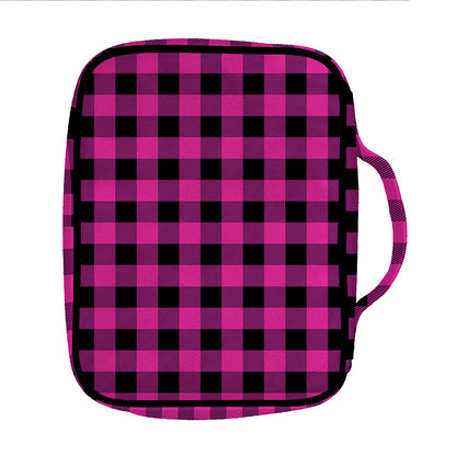 Hot Pink And Black Buffalo Check Print Front Pocket Bible Bag