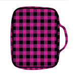 Hot Pink And Black Buffalo Check Print Front Pocket Bible Bag