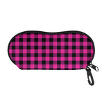 Hot Pink And Black Buffalo Check Print Glasses Case