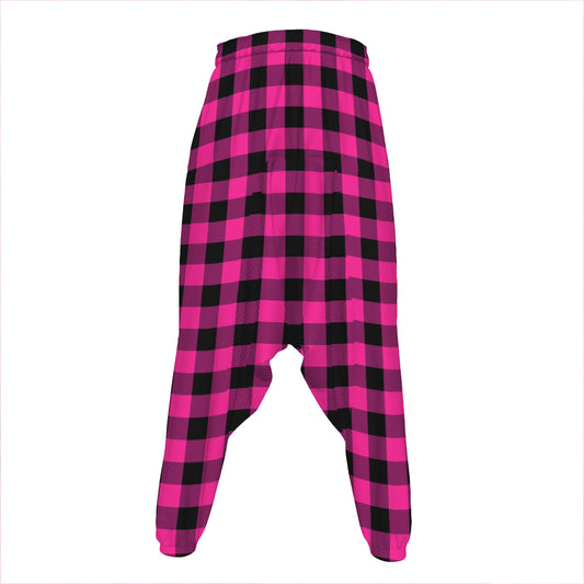 Hot Pink And Black Buffalo Check Print Hammer Pants