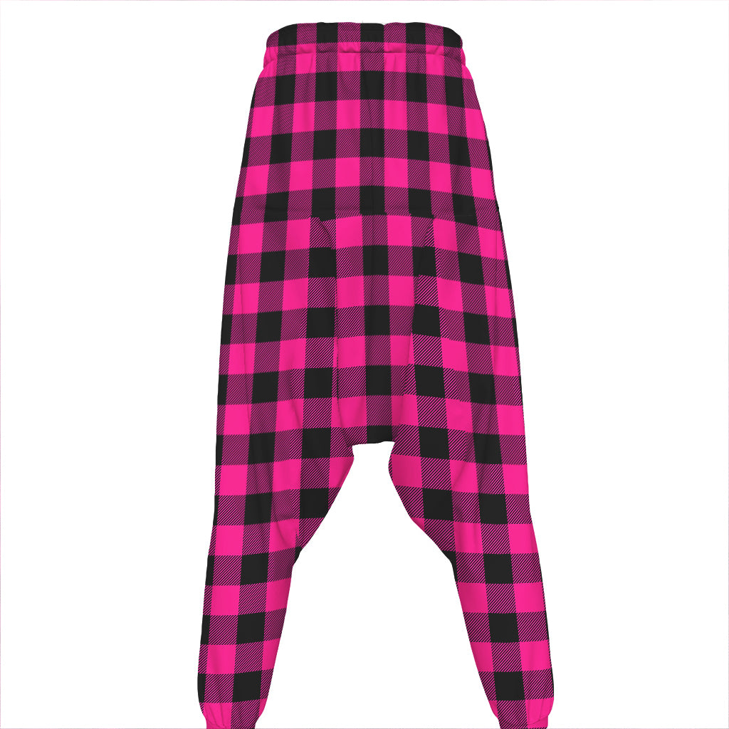 Hot Pink And Black Buffalo Check Print Hammer Pants