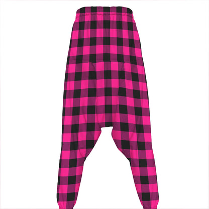 Hot Pink And Black Buffalo Check Print Hammer Pants