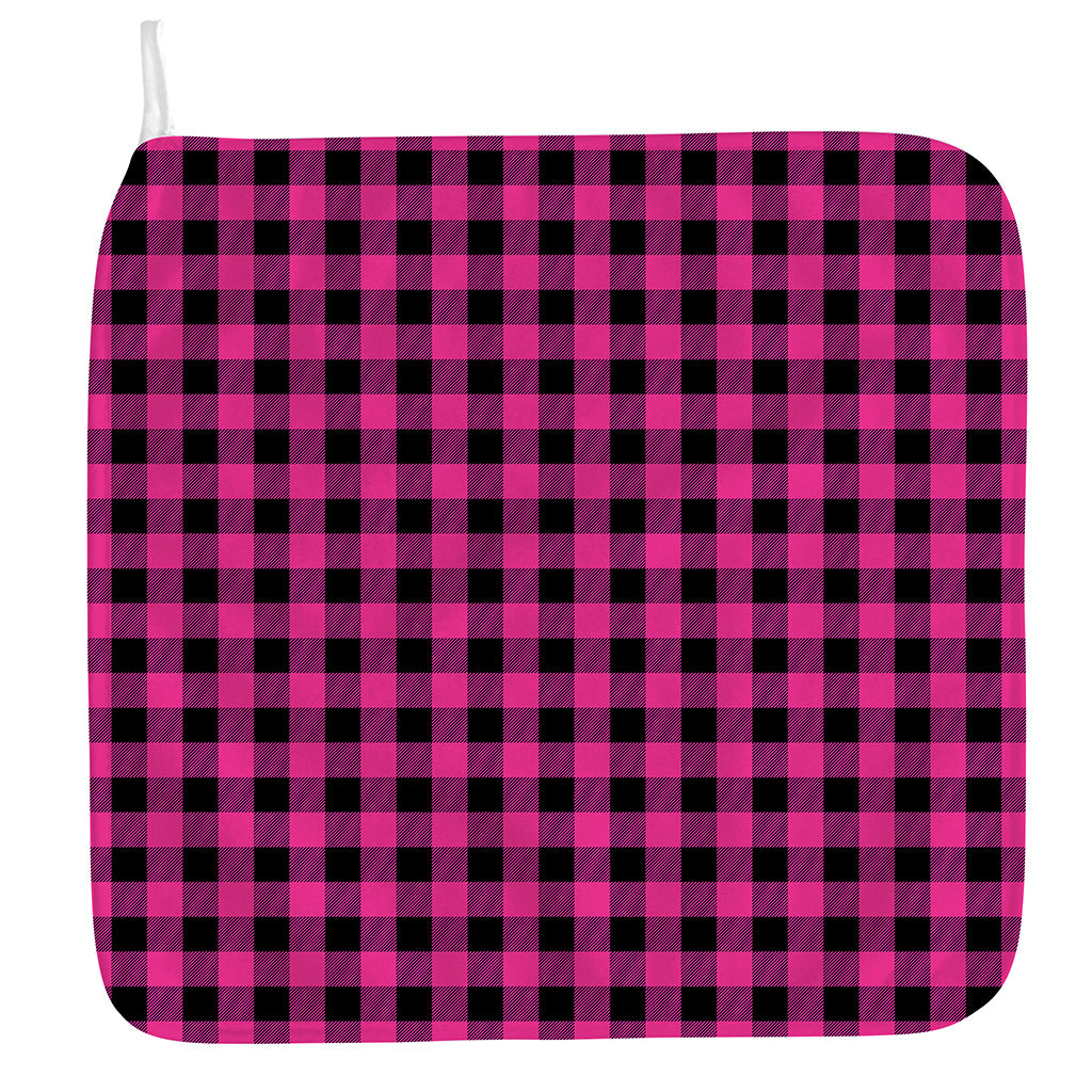 Hot Pink And Black Buffalo Check Print Hand Towel