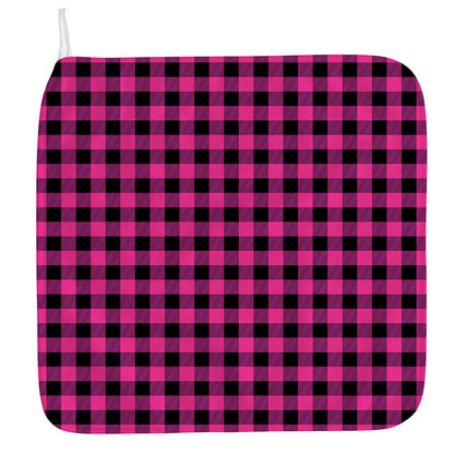 Hot Pink And Black Buffalo Check Print Hand Towel