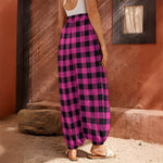 Hot Pink And Black Buffalo Check Print Harem Pants