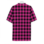 Hot Pink And Black Buffalo Check Print Hawaiian Shirt