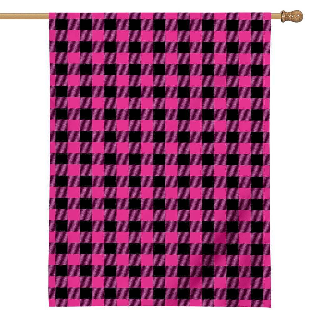 Hot Pink And Black Buffalo Check Print House Flag