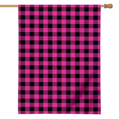 Hot Pink And Black Buffalo Check Print House Flag