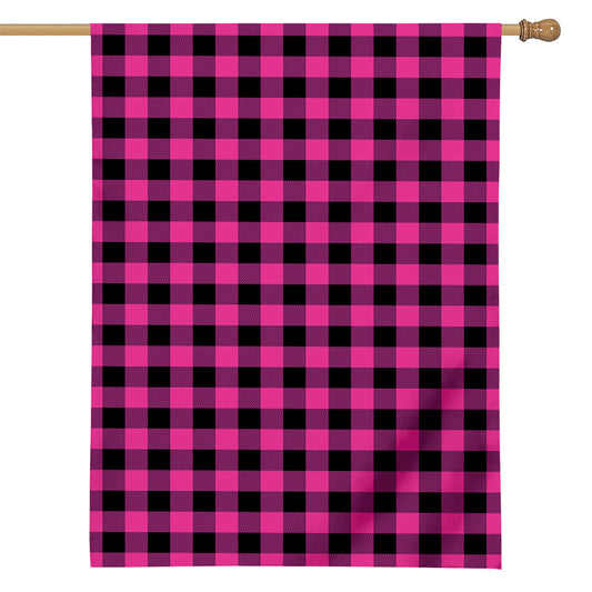 Hot Pink And Black Buffalo Check Print House Flag