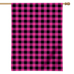 Hot Pink And Black Buffalo Check Print House Flag