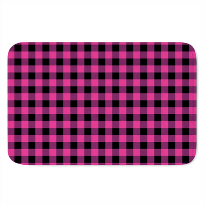 Hot Pink And Black Buffalo Check Print Indoor Door Mat