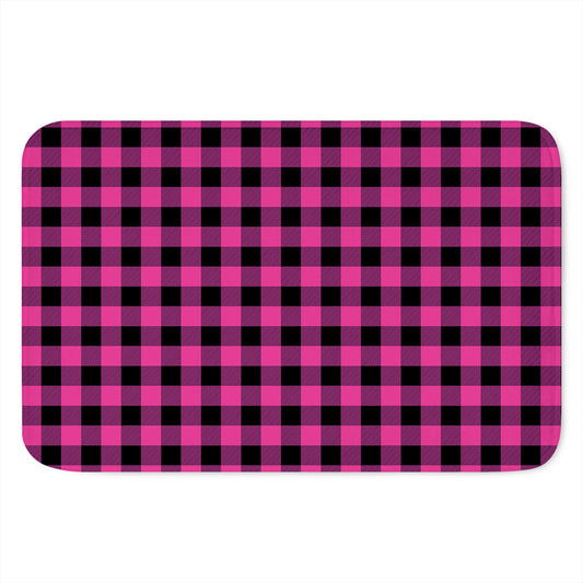 Hot Pink And Black Buffalo Check Print Indoor Door Mat