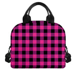 Hot Pink And Black Buffalo Check Print Insulated Lunch Bag