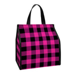 Hot Pink And Black Buffalo Check Print Insulated Lunch Tote