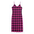 Hot Pink And Black Buffalo Check Print Jersey Midi Cami Dress