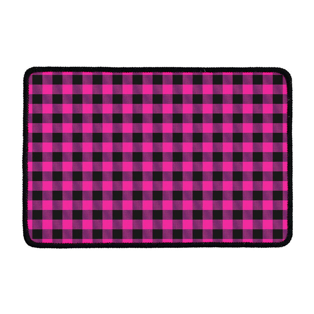 Hot Pink And Black Buffalo Check Print Kitchen Mat