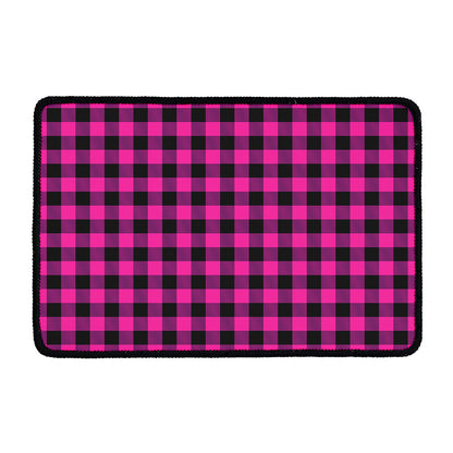 Hot Pink And Black Buffalo Check Print Kitchen Mat