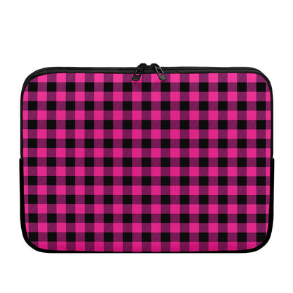 Hot Pink And Black Buffalo Check Print Laptop Sleeve