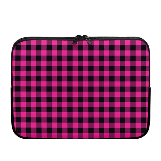 Hot Pink And Black Buffalo Check Print Laptop Sleeve