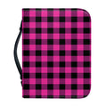 Hot Pink And Black Buffalo Check Print Leather Bible Cover