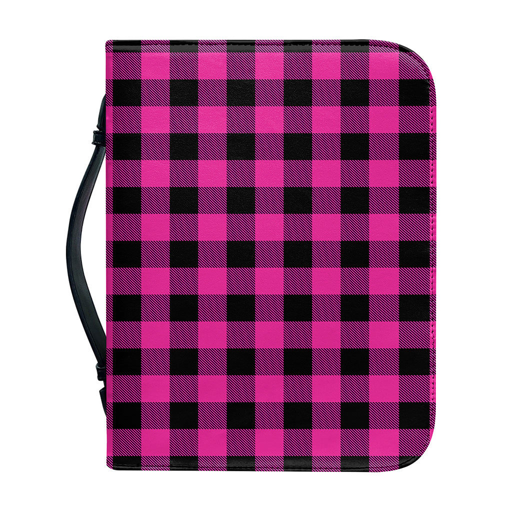 Hot Pink And Black Buffalo Check Print Leather Bible Cover
