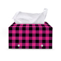 Hot Pink And Black Buffalo Check Print Leather Tissue Box Cover