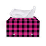 Hot Pink And Black Buffalo Check Print Leather Tissue Box Cover