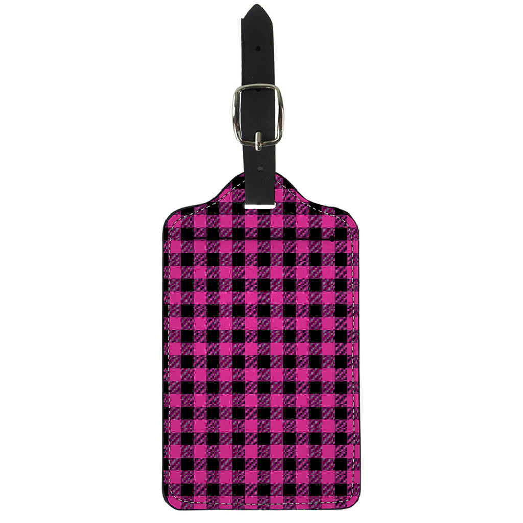 Hot Pink And Black Buffalo Check Print Luggage Tag