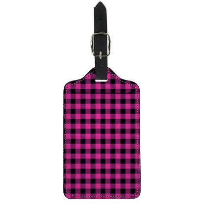 Hot Pink And Black Buffalo Check Print Luggage Tag