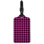 Hot Pink And Black Buffalo Check Print Luggage Tag